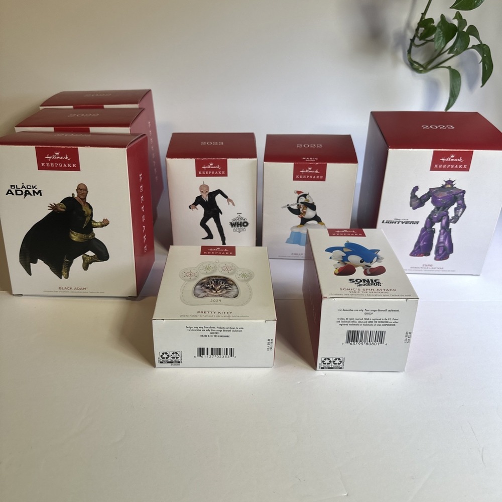 Lot of 8 Hallmark Christmas Keepsake Miscellaneous Ornaments New In Boxes